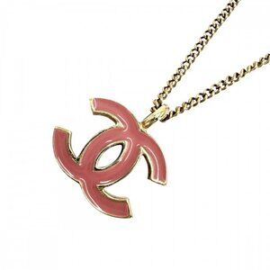 Chanel Necklace Chain CC Logo Gold Plated Pink Gold X Pink